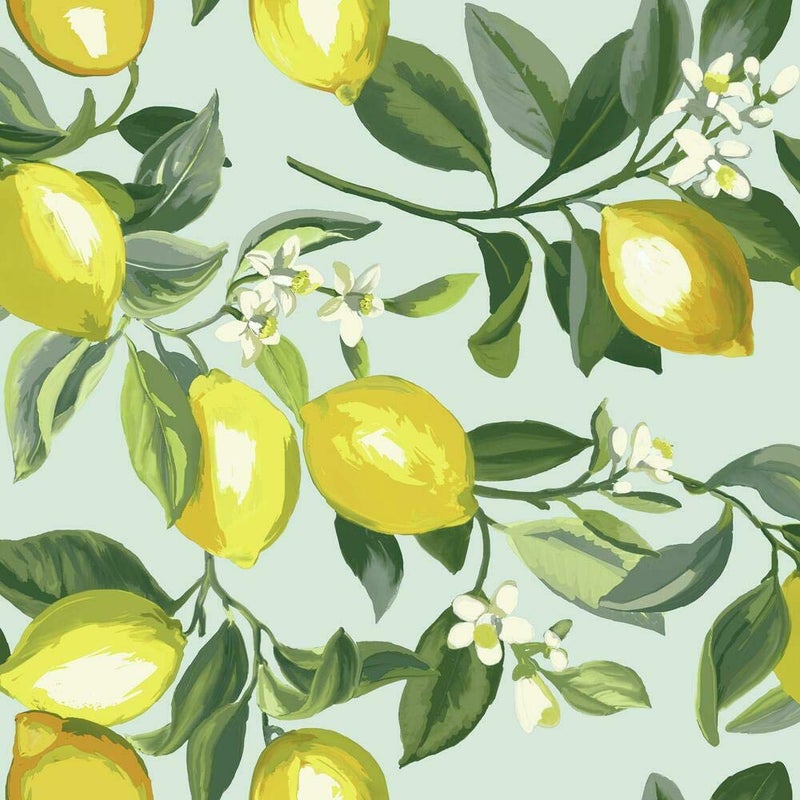 RoomMates RMK11656WP Lemon Zest Yellow and Teal Peel and Stick Wallpaper - Image 5